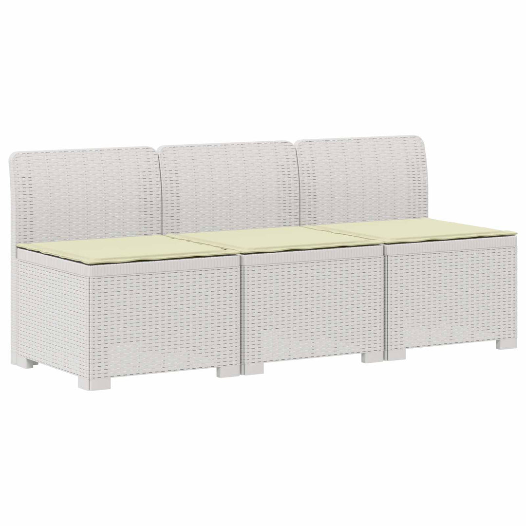 3-personers havensofa med puder i rattanlook PP Hvid