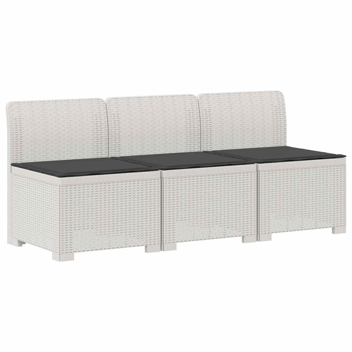 3-personers havensofa med puder i rattanlook PP Hvid