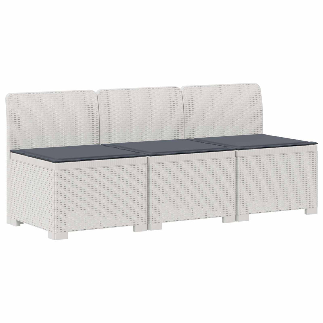 3-personers havensofa med puder i rattanlook PP Hvid