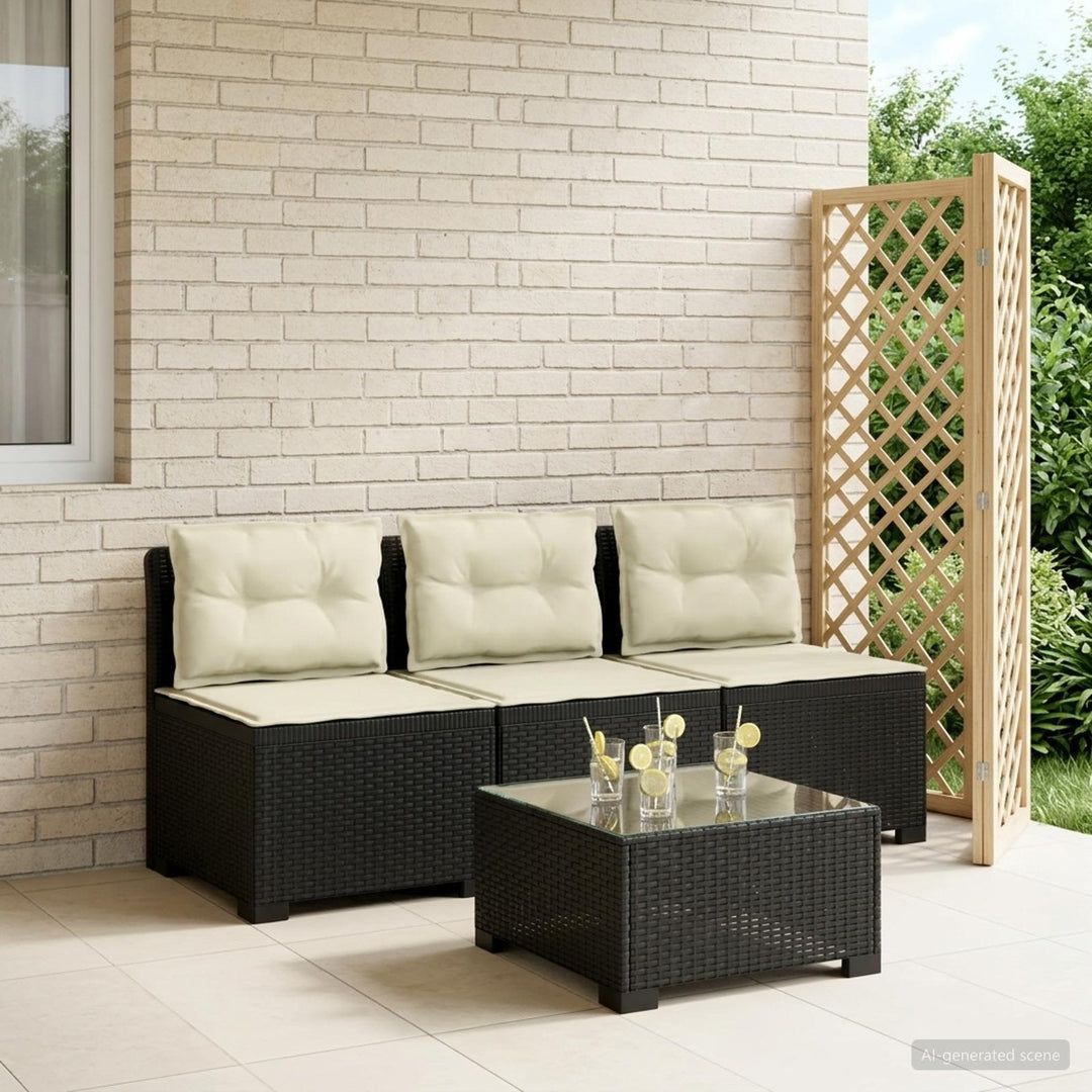 3-personers havensofa med puder i rattanlook PP Antracit