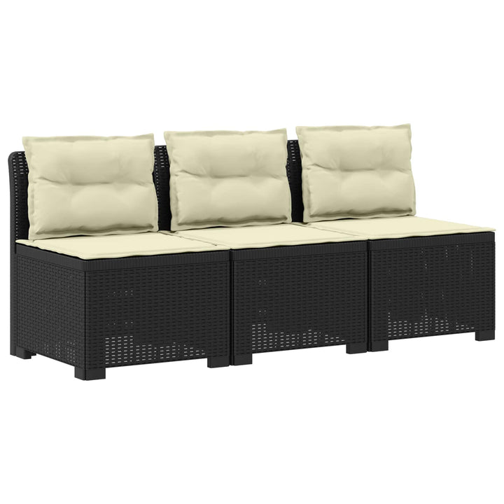 3-personers havensofa med puder i rattanlook PP Antracit