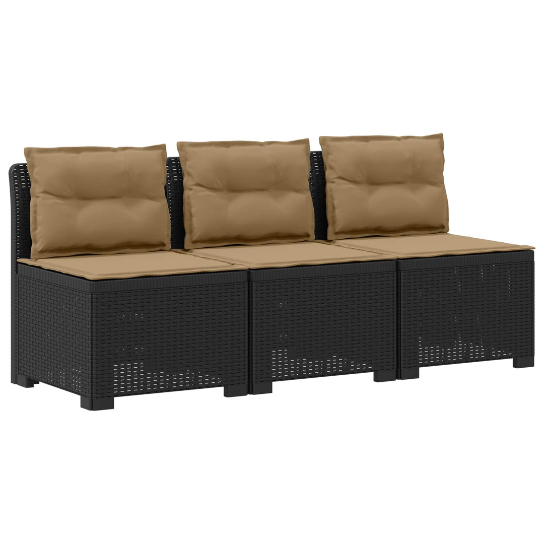 3-personers havensofa med puder i rattanlook PP Antracit