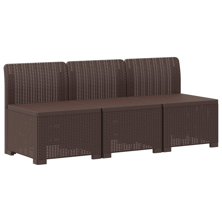 3-personers havensofa med puder i rattanlook PP Brun