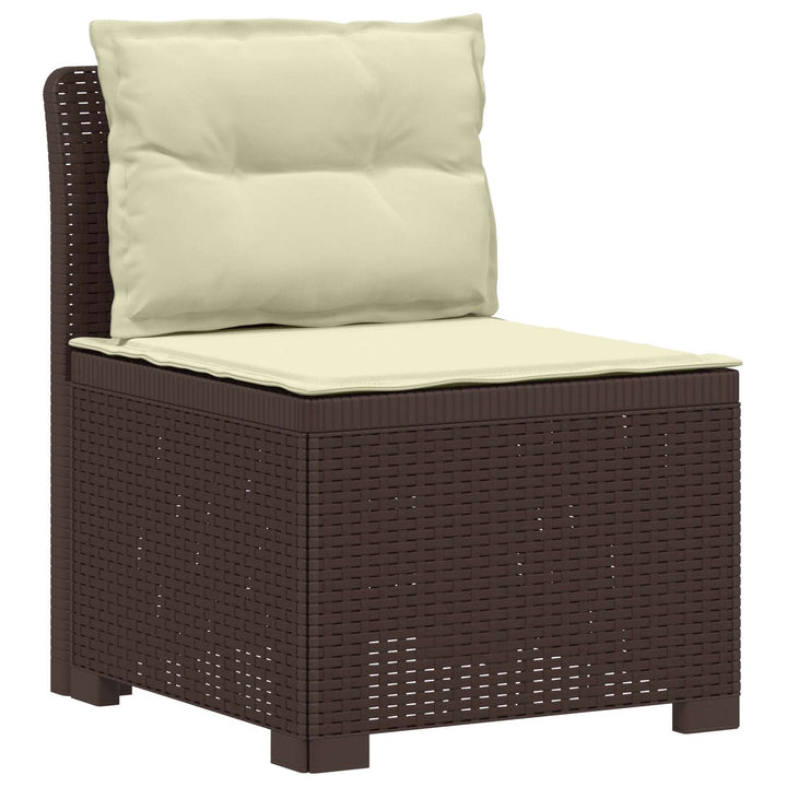 3-personers havensofa med puder i rattanlook PP Brun