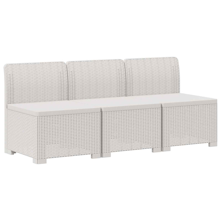 3-personers havensofa med puder i rattanlook PP Hvid