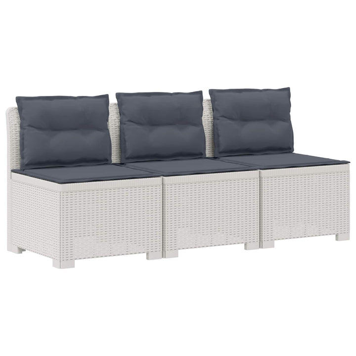3-personers havensofa med puder i rattanlook PP Hvid
