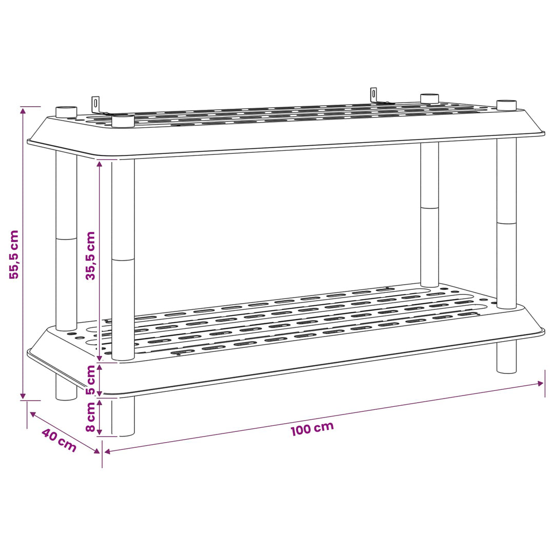 Reol 2 niveauer 100 x 40 x 55,5 cm PP Antracit