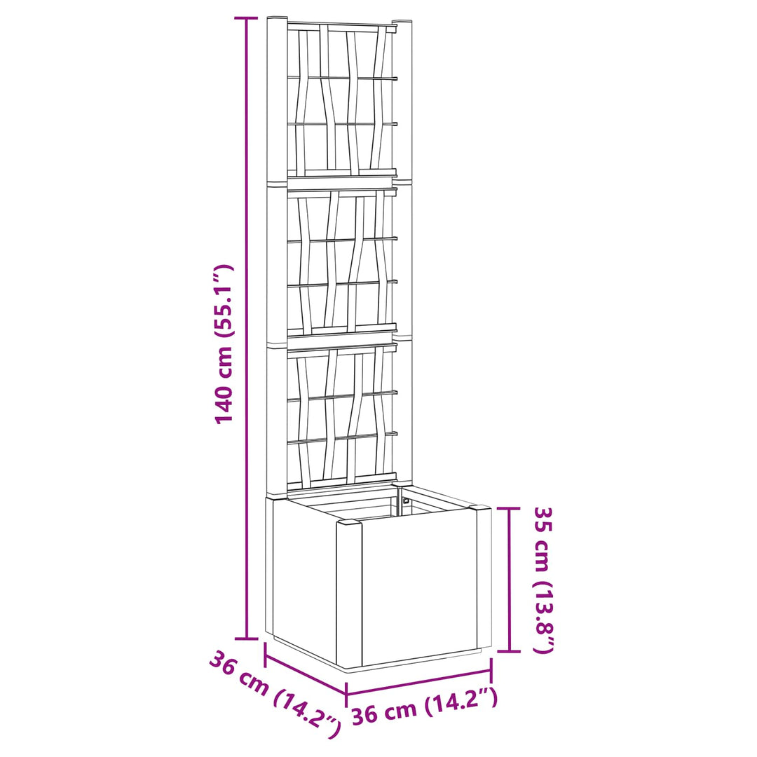Havekrukke med trellis Brun 36 x 36 x 140 cm PP