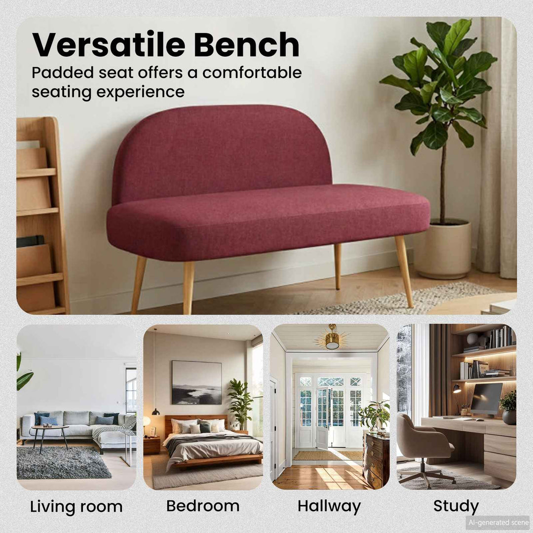 Polstret bænk med ryg Vinrød 110 x 60 x 76 cm Polyester
