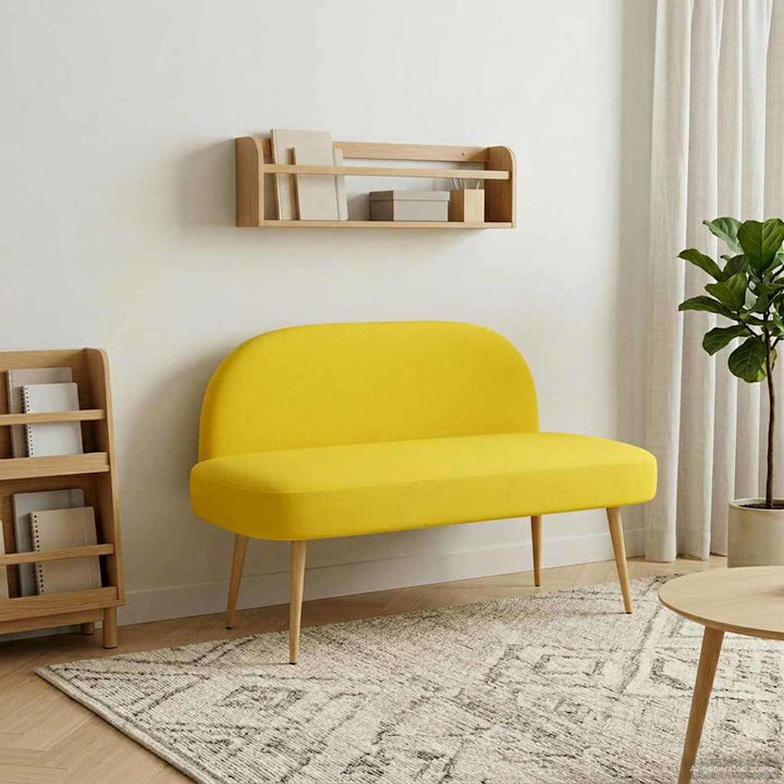 Polstret bænk med ryg Lysegul 110 x 60 x 76 cm Polyester