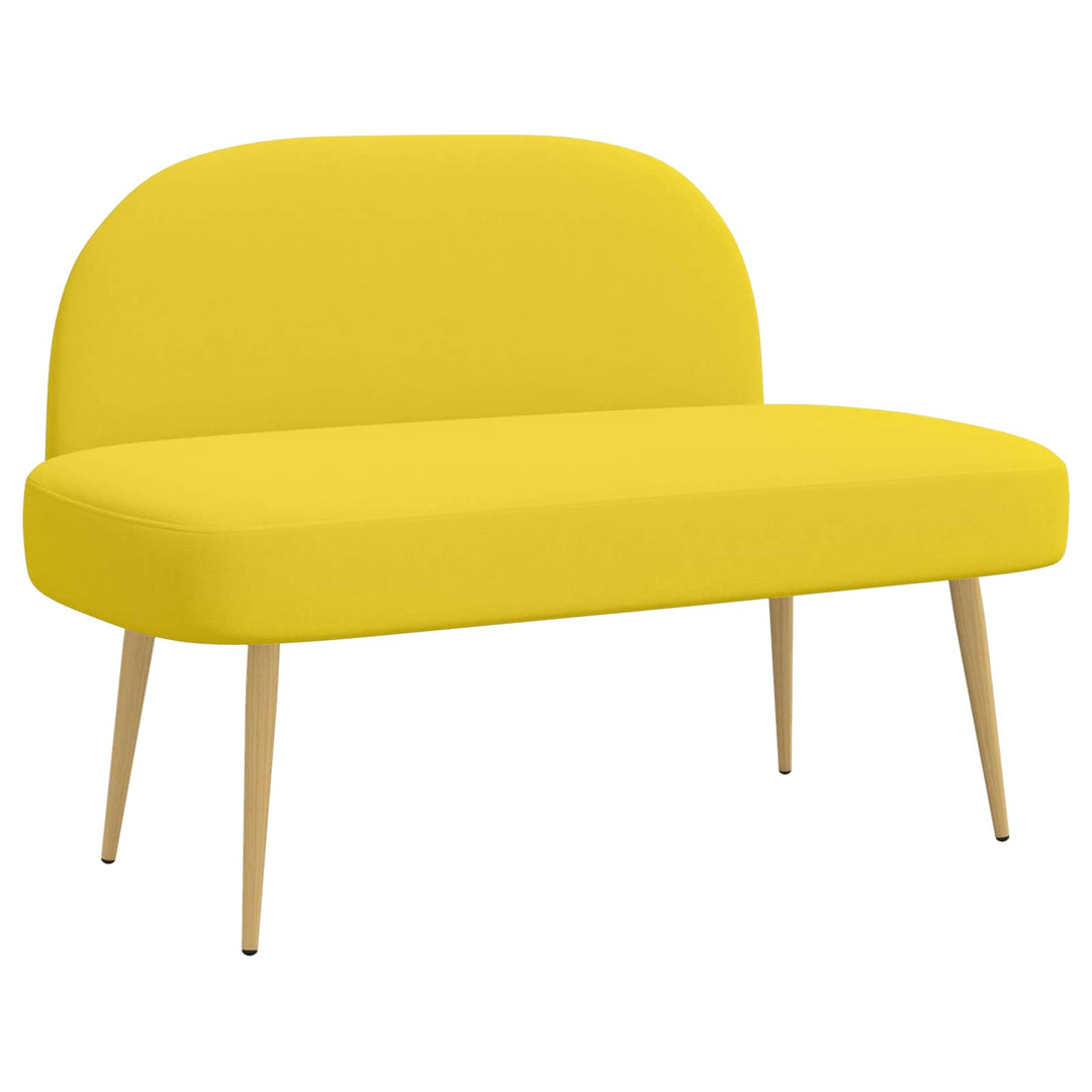Polstret bænk med ryg Lysegul 110 x 60 x 76 cm Polyester