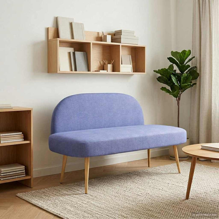 Polstret bænk med ryg Jeans Blå 110 x 60 x 76 cm Polyester