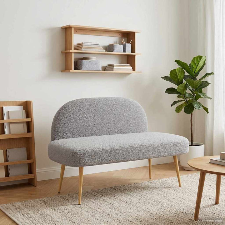 Polstret bænk med ryg Lysegrå 110 x 60 x 76 cm Bouclé