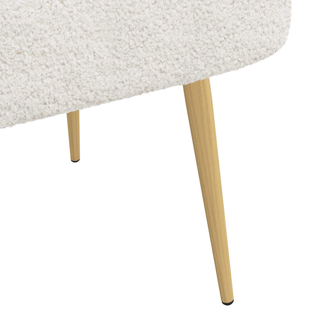 Polstret bænk med ryg Cremefarvet 110 x 60 x 76 cm Bouclé