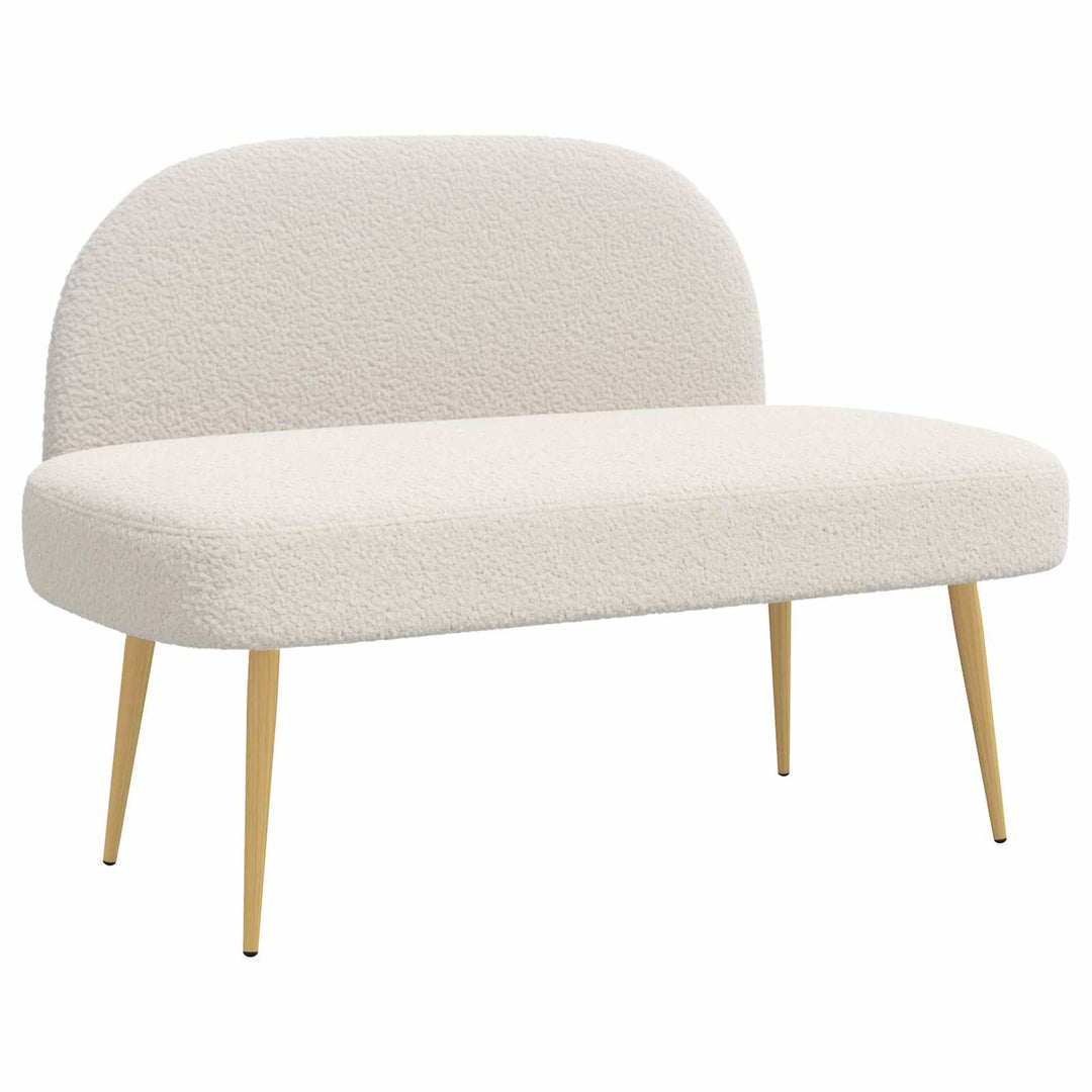 Polstret bænk med ryg Cremefarvet 110 x 60 x 76 cm Bouclé