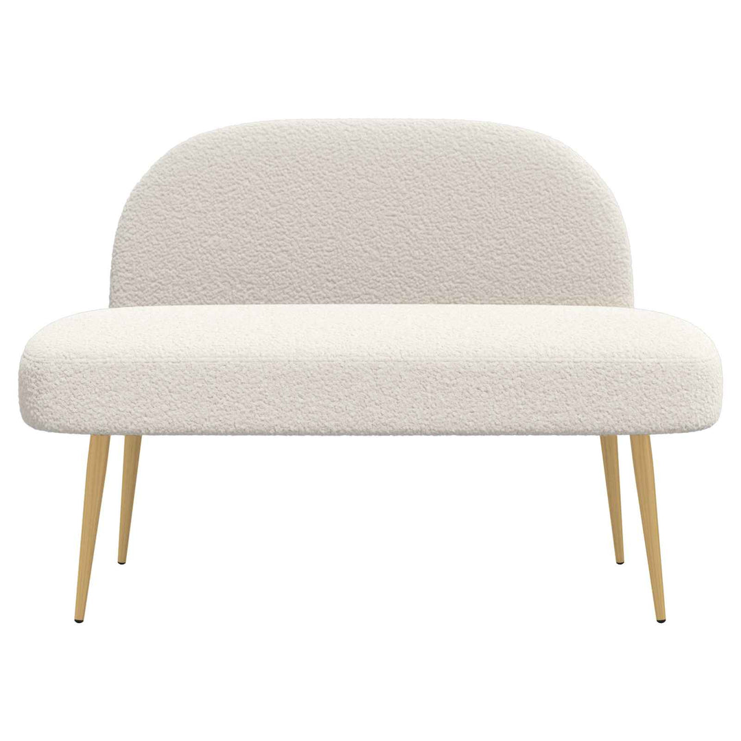Polstret bænk med ryg Cremefarvet 110 x 60 x 76 cm Bouclé