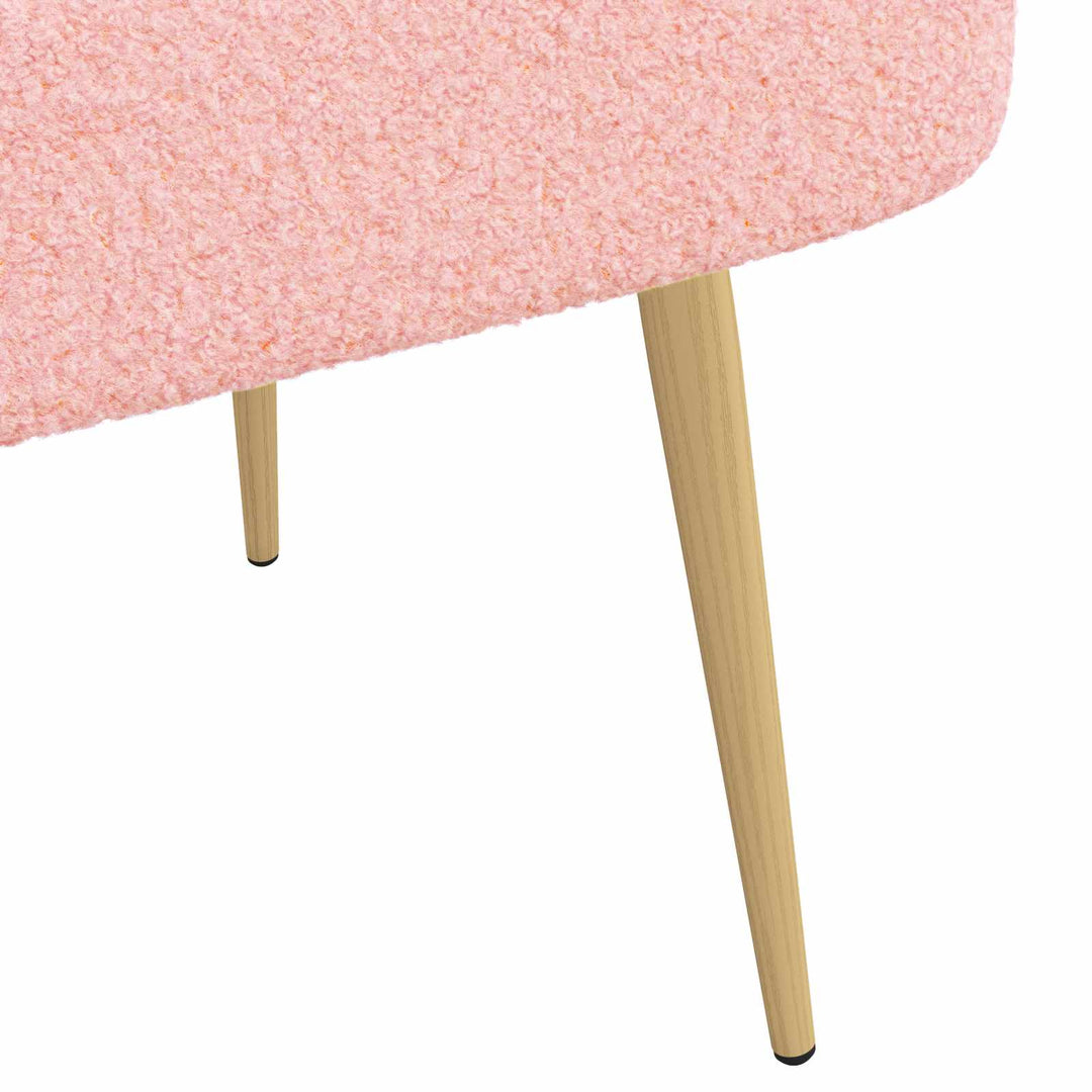 Polstret bænk med ryg Lyserød 110 x 60 x 76 cm Bouclé