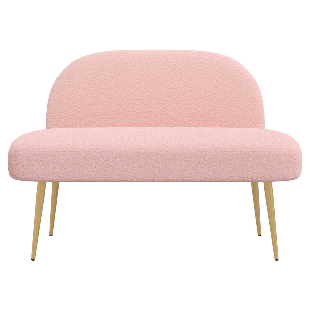 Polstret bænk med ryg Lyserød 110 x 60 x 76 cm Bouclé
