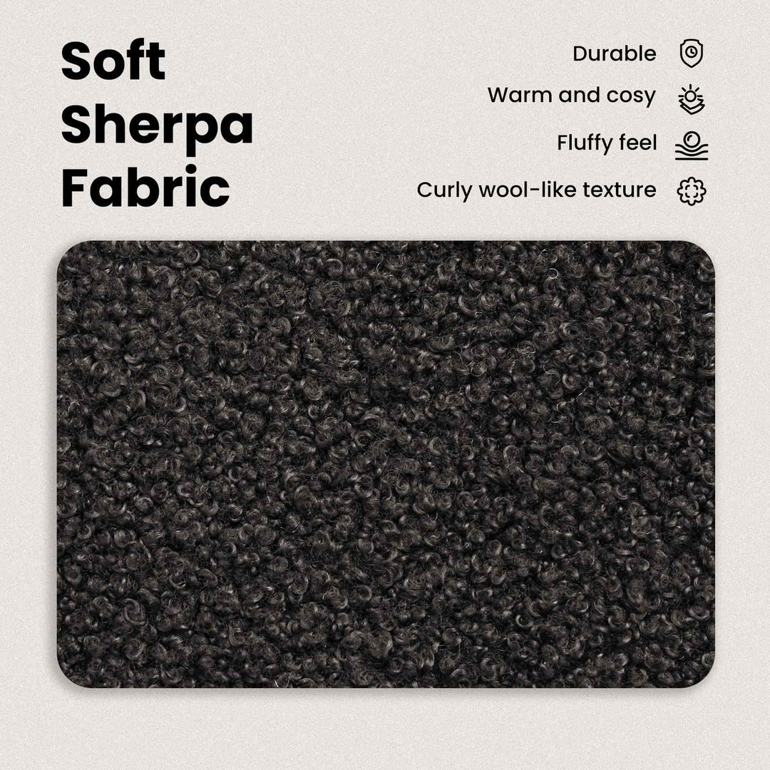 Polstret bænk med ryg Sort 110 x 60 x 76 cm Bouclé