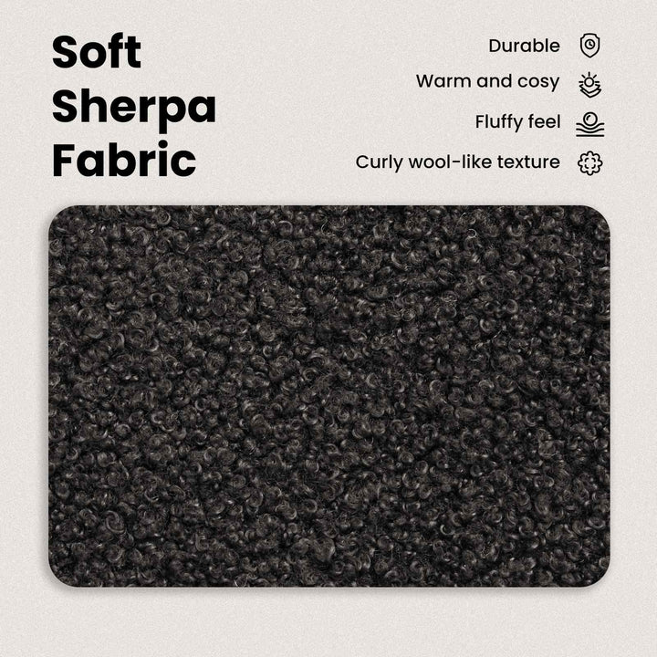 Polstret bænk med ryg Sort 110 x 60 x 76 cm Bouclé