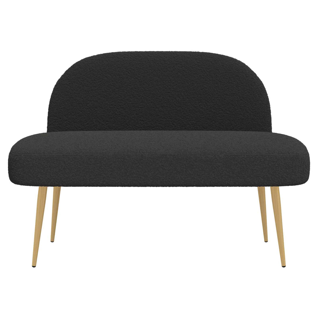 Polstret bænk med ryg Sort 110 x 60 x 76 cm Bouclé