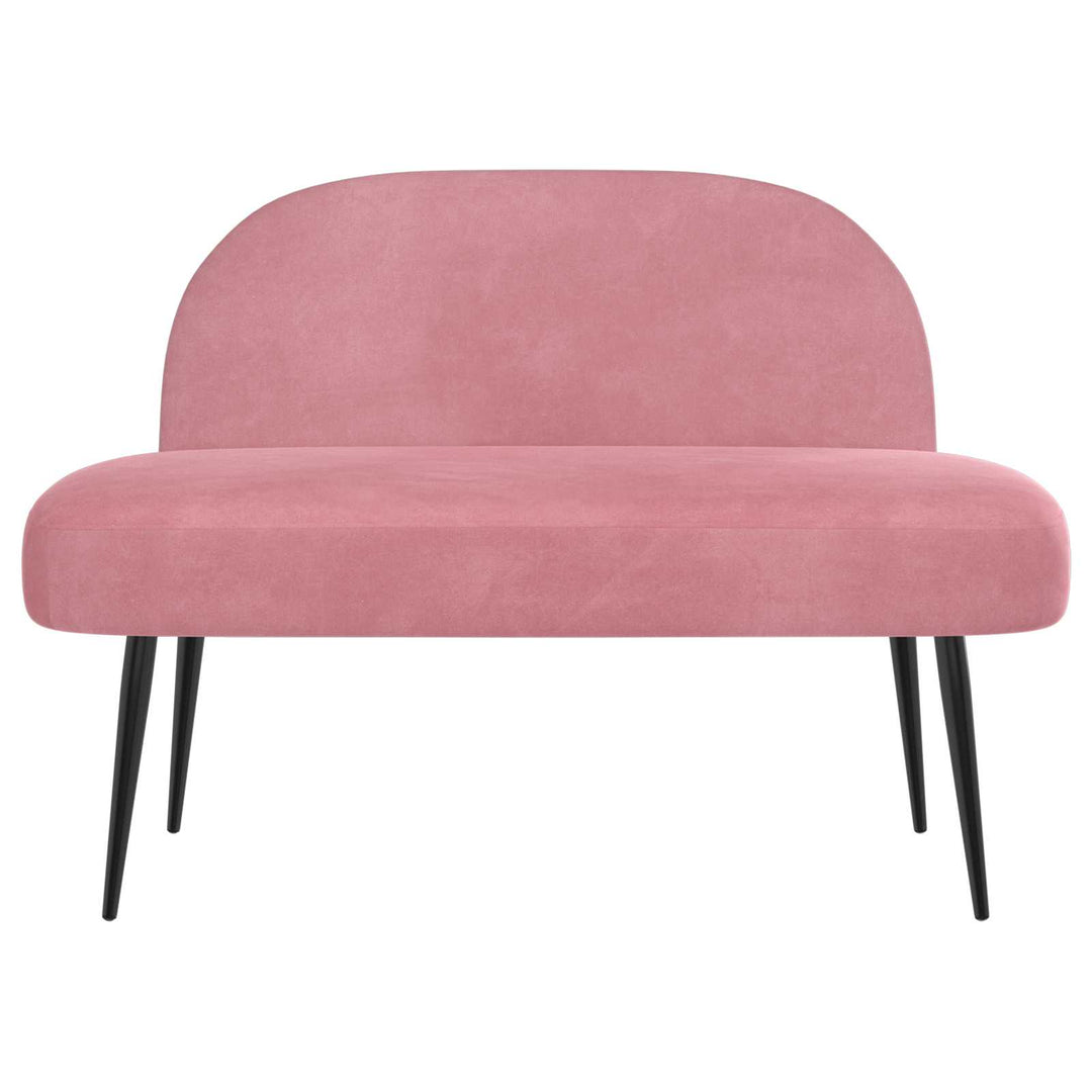 Polstret bænk med ryg Lyserød 110 x 60 x 76 cm Fløjl