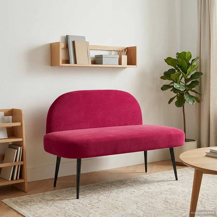 Polstret bænk med ryg Vinrød 110 x 60 x 76 cm Fløjl