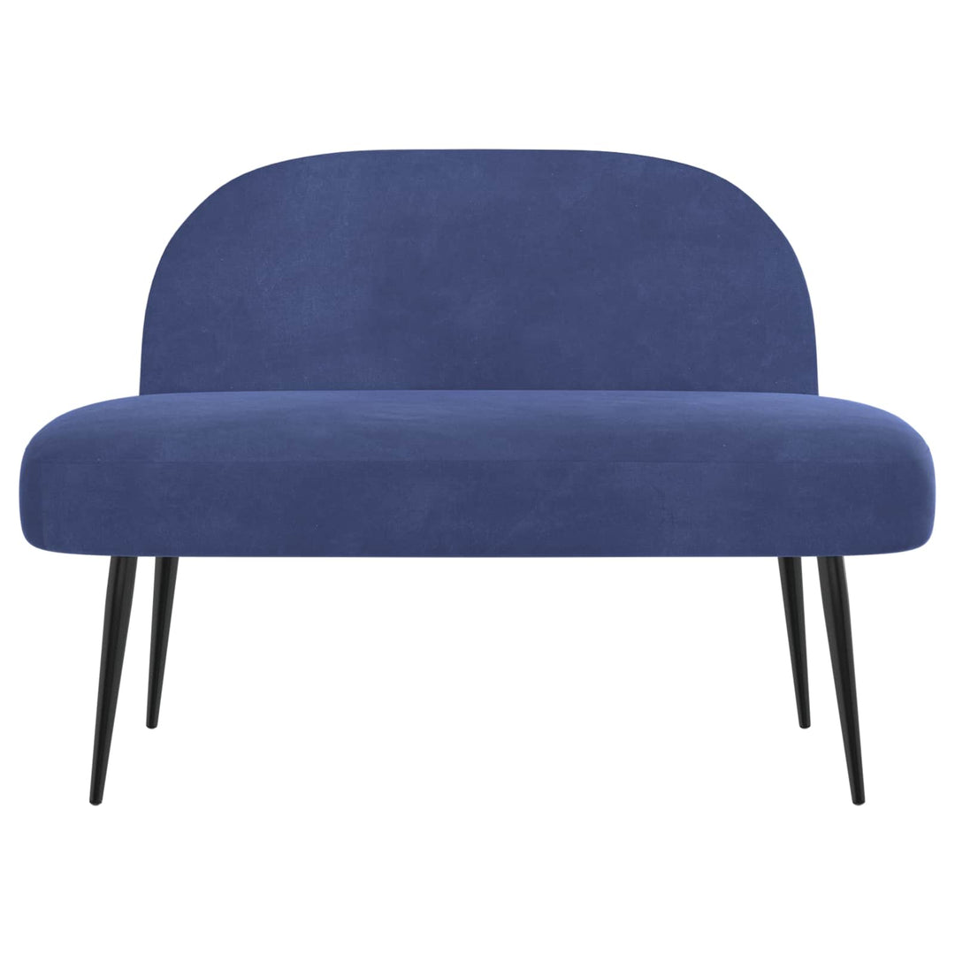 Polstret bænk med ryg Politi blå 110 x 60 x 76 cm Fløjl