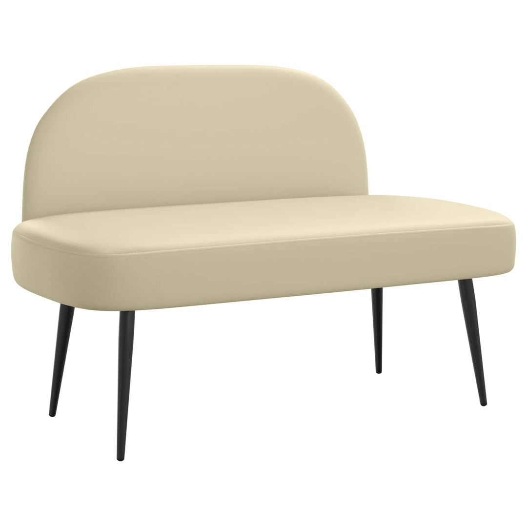 Polstret bænk med ryg Cremefarvet 110 x 60 x 76 cm Kunstlæder
