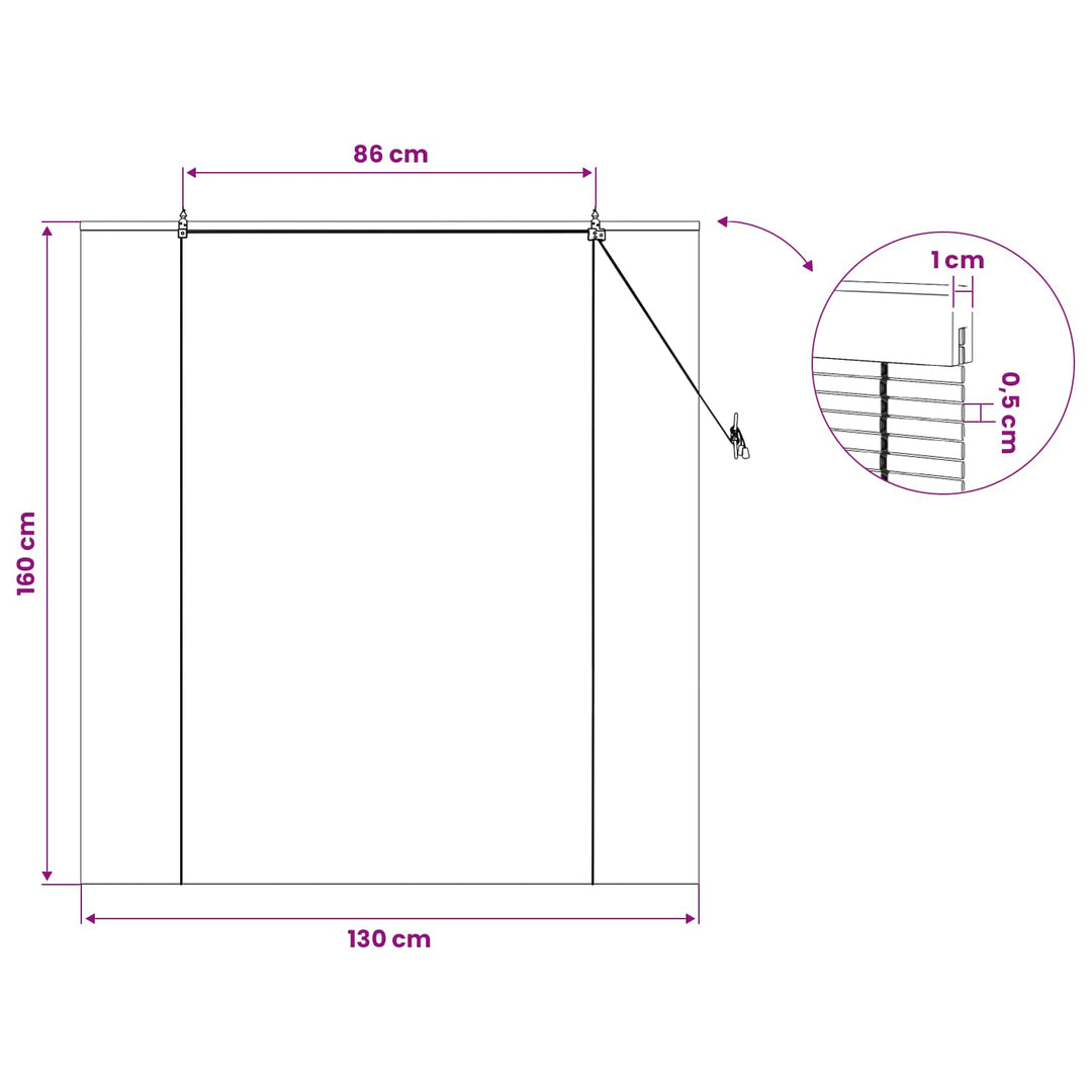 Rullegardin Naturfarvet 130 x 160 cm Bambus