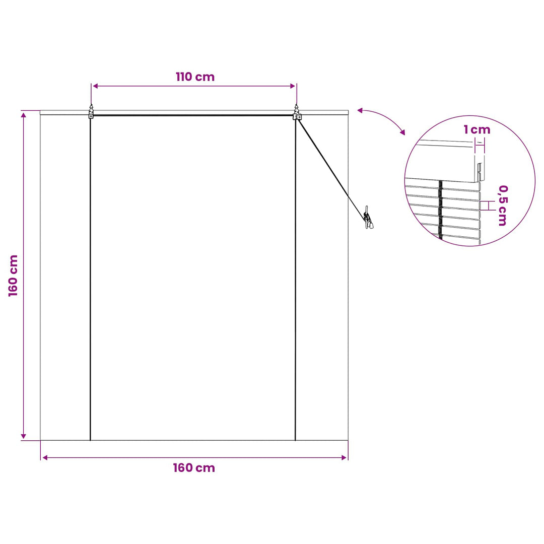 Rullegardin Naturfarvet 160 x 160 cm Bambus