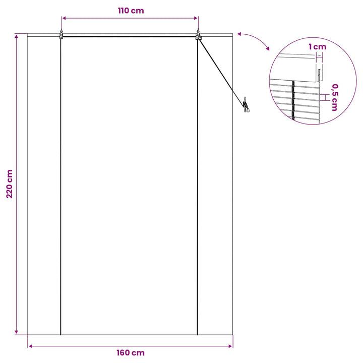 Rullegardin Naturfarvet 160 x 220 cm Bambus