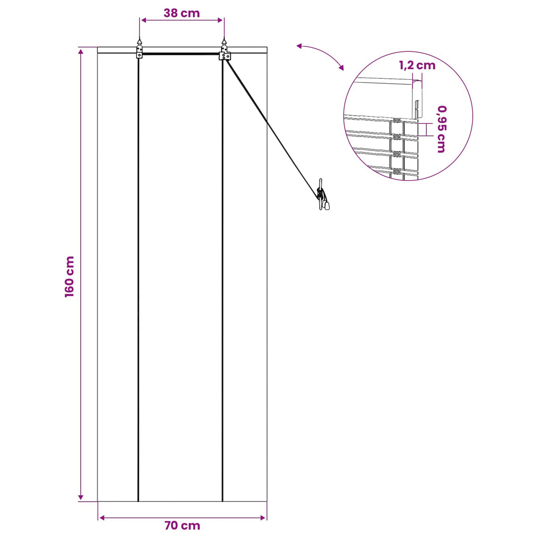 Rullegardin Naturlig og Brun 70 x 160 cm Bambus