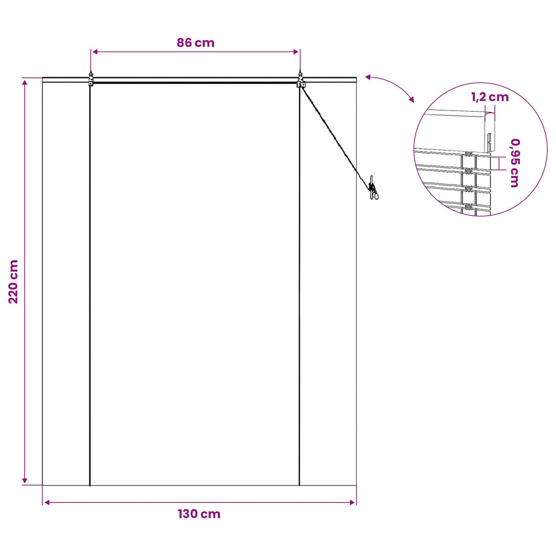 Rullegardin Naturlig og Brun 130 x 220 cm Bambus