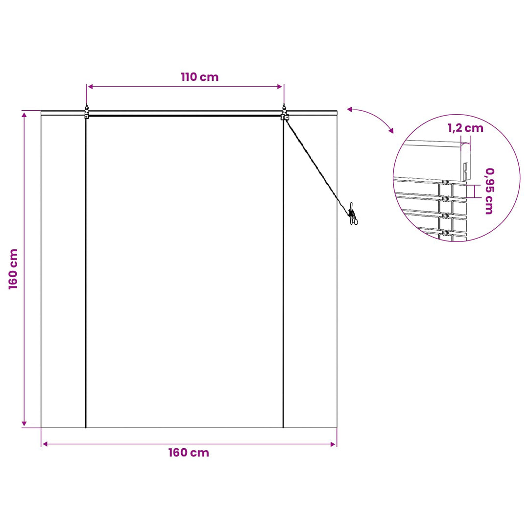 Rullegardin Naturlig og Brun 160 x 160 cm Bambus