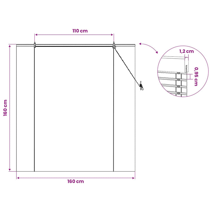 Rullegardin Naturlig og Brun 160 x 160 cm Bambus