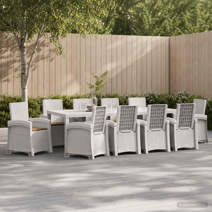 Have Spisebordssæt 11 stk. Hvid og gråbrun PP