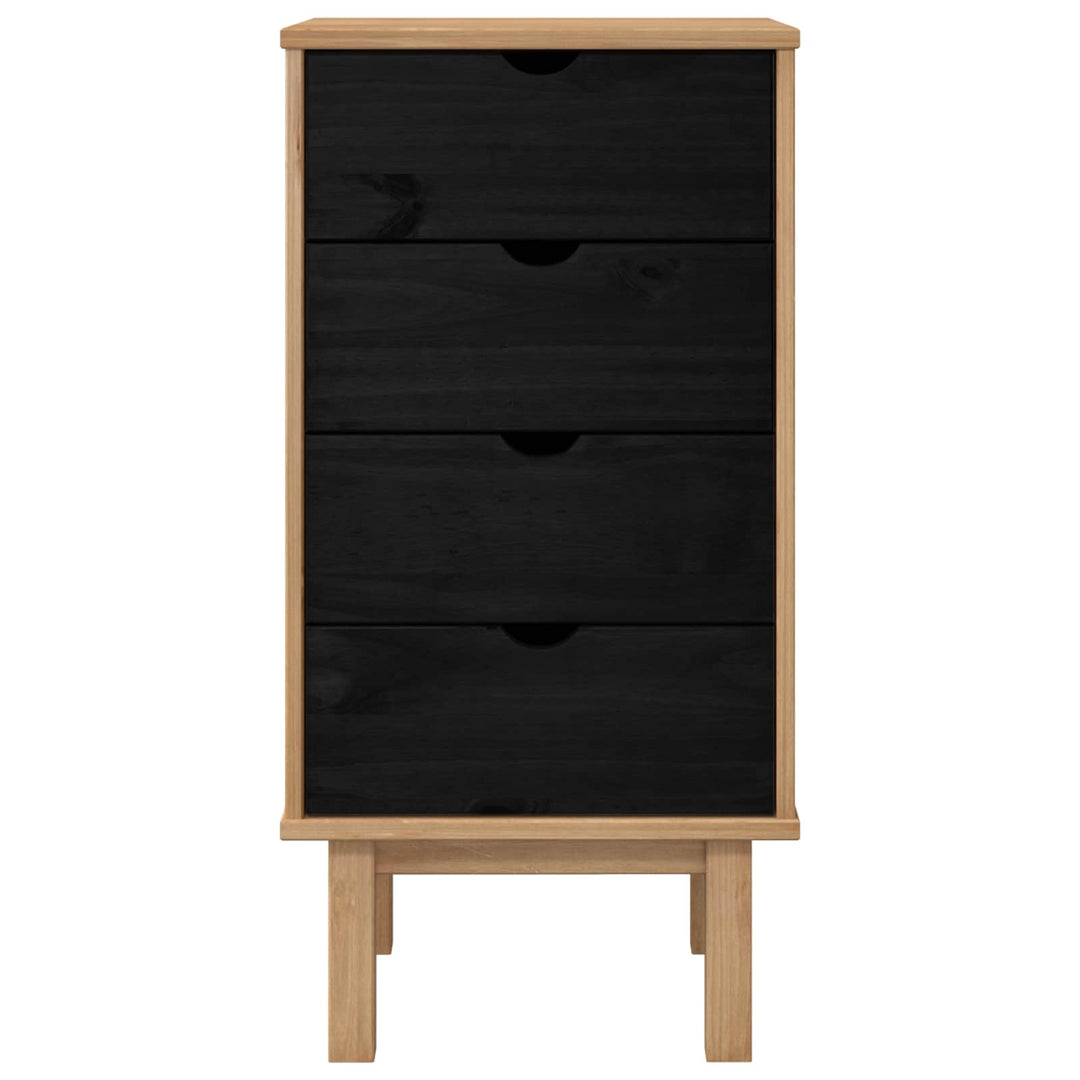 Skuffeskab OTTA Sort 45 x 39 x 90 cm Massivt fyrretræ