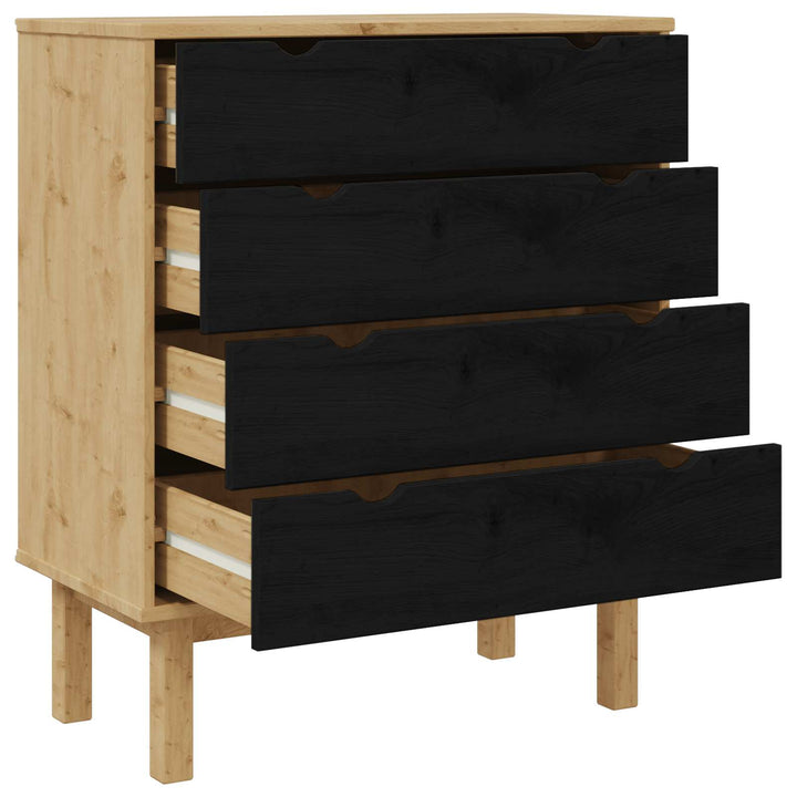 Skuffeskab OTTA Sort 76,5 x 39,5 x 90 cm Massivt fyrretræ