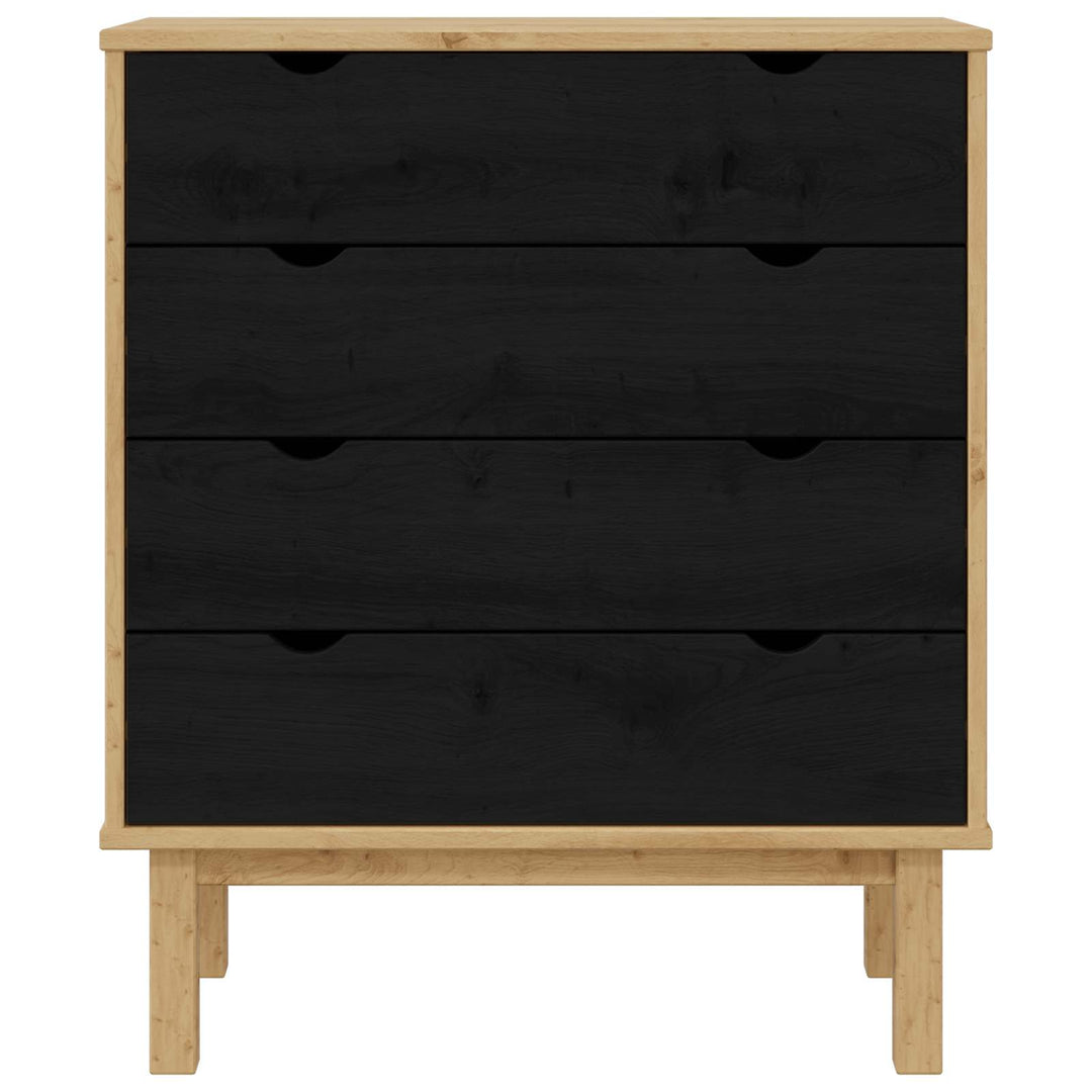 Skuffeskab OTTA Sort 76,5 x 39,5 x 90 cm Massivt fyrretræ