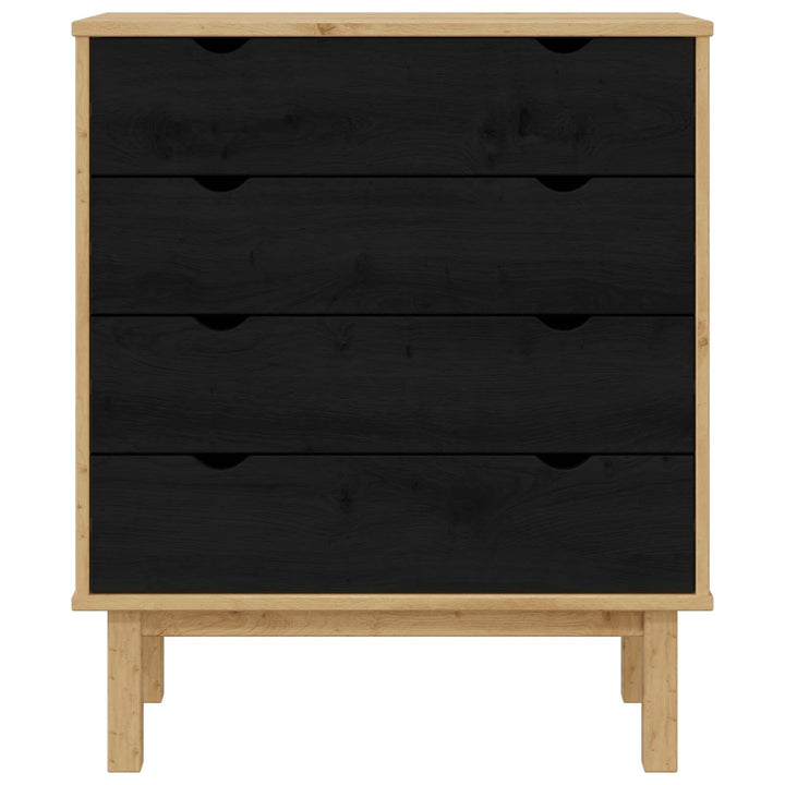Skuffeskab OTTA Sort 76,5 x 39,5 x 90 cm Massivt fyrretræ