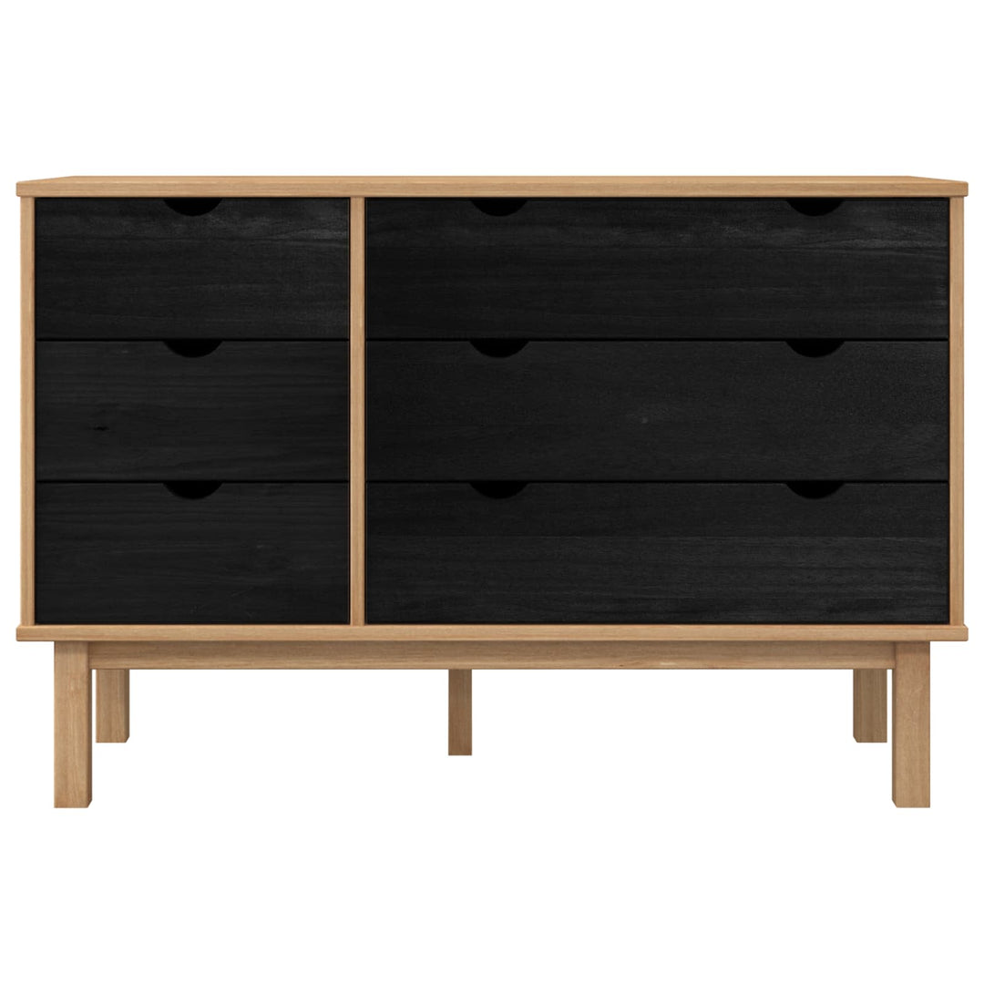 Skuffeskab OTTA Sort 111 x 43 x 73,5 cm Massivt fyrretræ