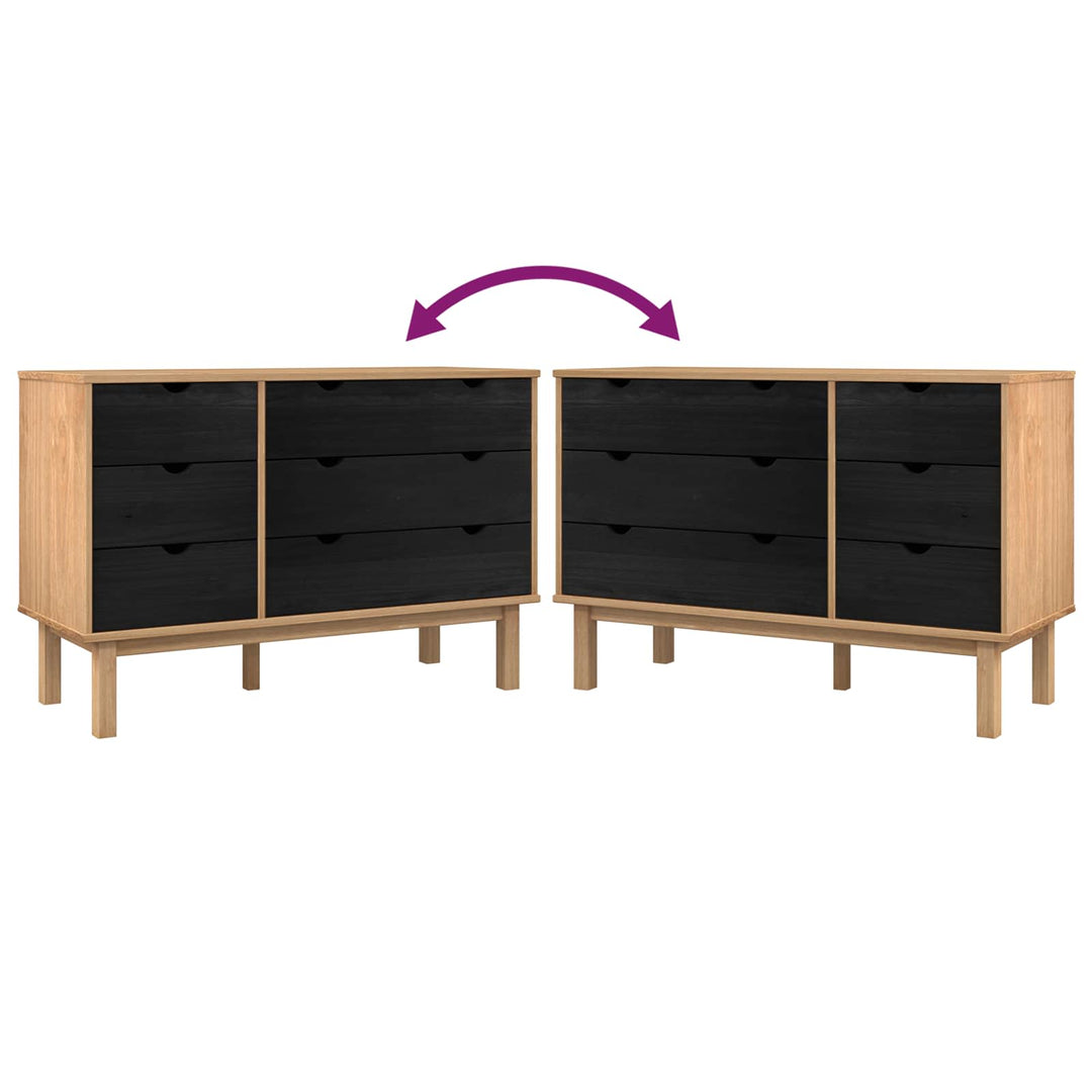 Skuffeskab OTTA Sort 111 x 43 x 73,5 cm Massivt fyrretræ