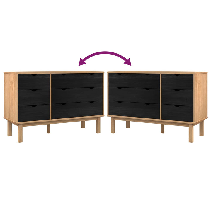 Skuffeskab OTTA Sort 111 x 43 x 73,5 cm Massivt fyrretræ