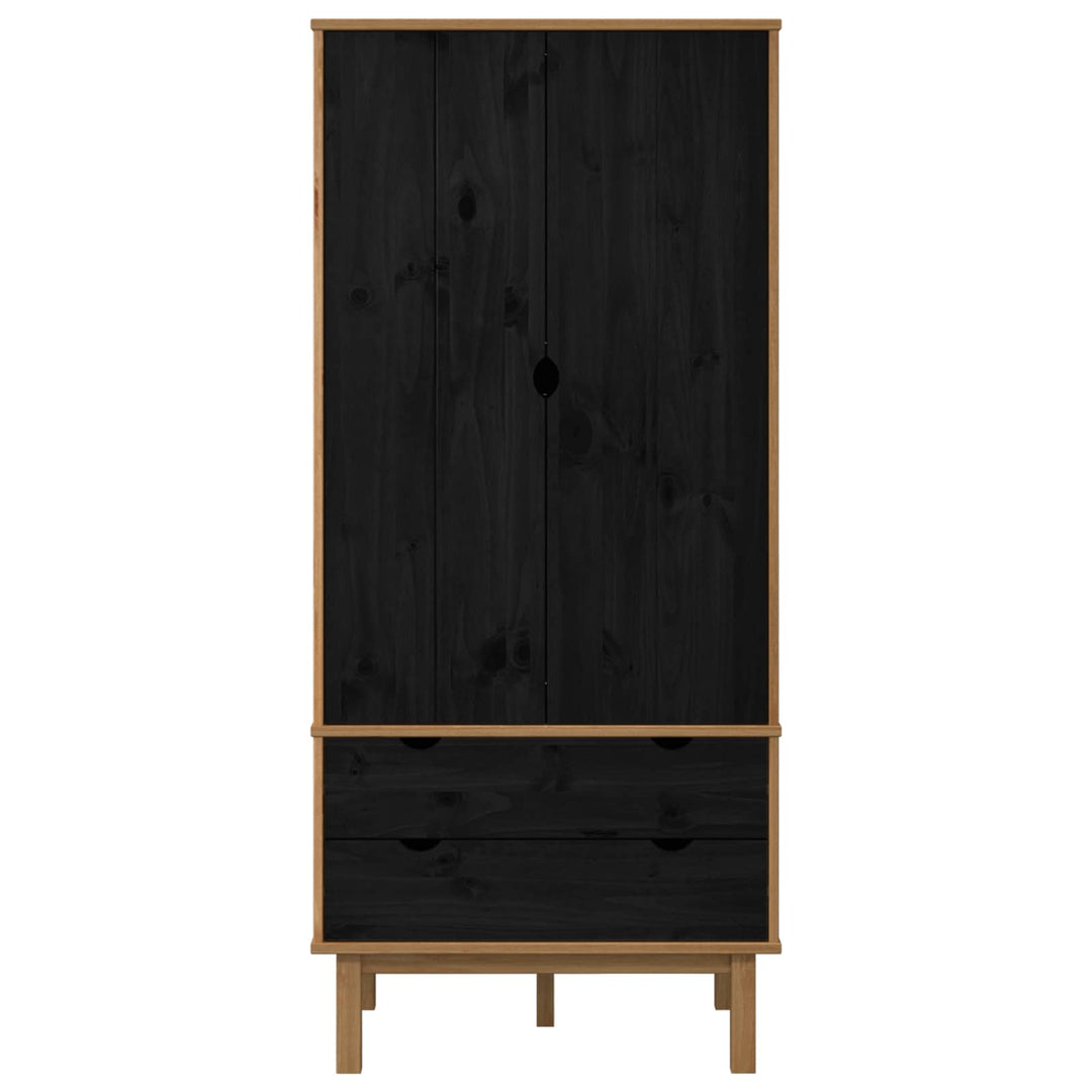 Garderobeskab OTTA Sort 76,5 x 53 x 172 cm Massivt fyrretræ