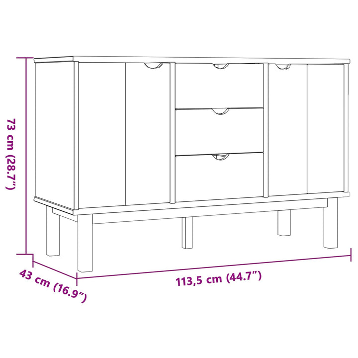 Sideboard OTTA Sort 113,5 x 43 x 73 cm Massivt fyrretræ