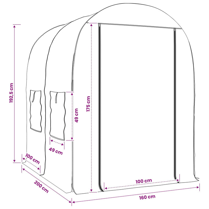 Drivhus med ramme 160 x 200 x 192,5 cm PVC Transparent