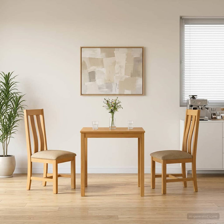 Spisestuesæt 3 stk. Beige Massivt Eg Træ