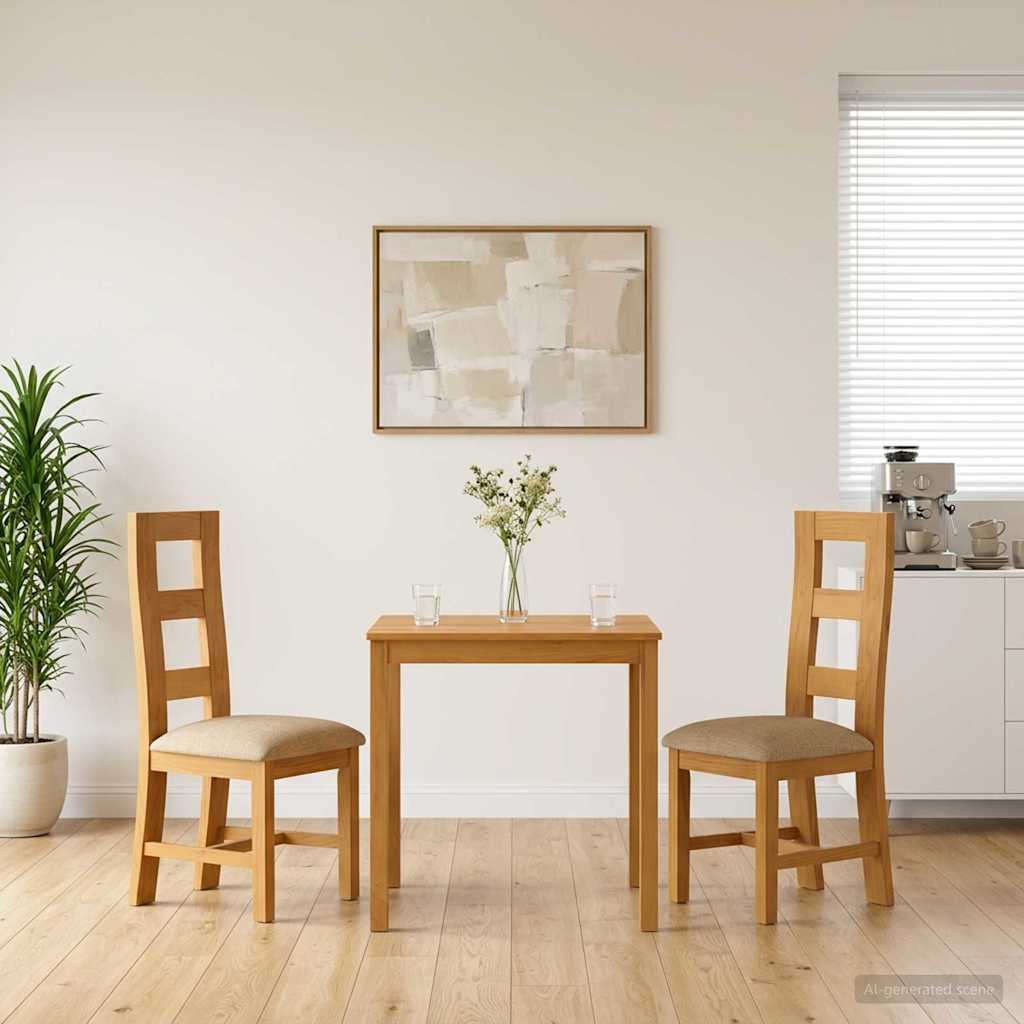 Spisestuesæt 3 stk. Beige Massivt Eg Træ