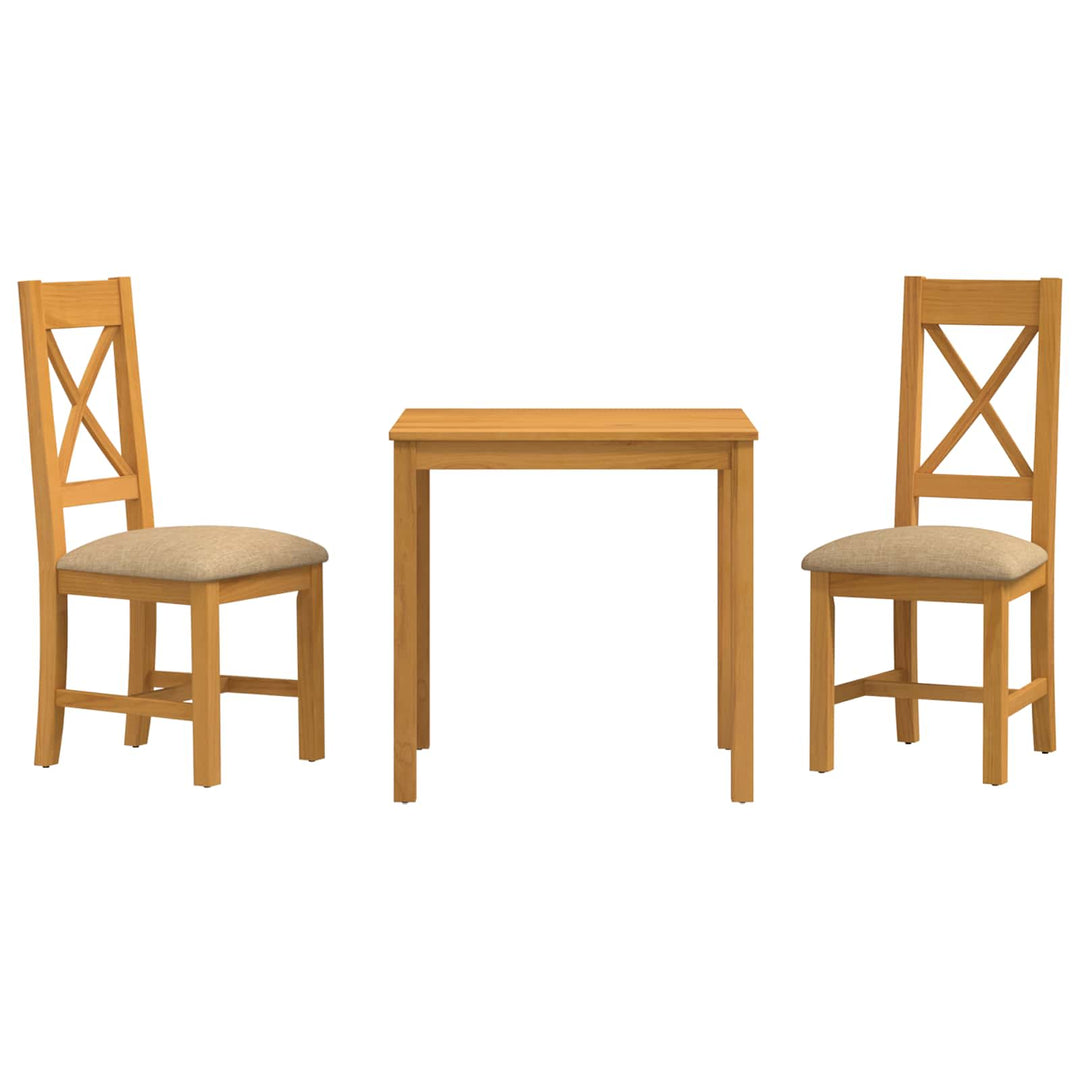 Spisestuesæt 3 stk. Beige Massivt Eg Træ